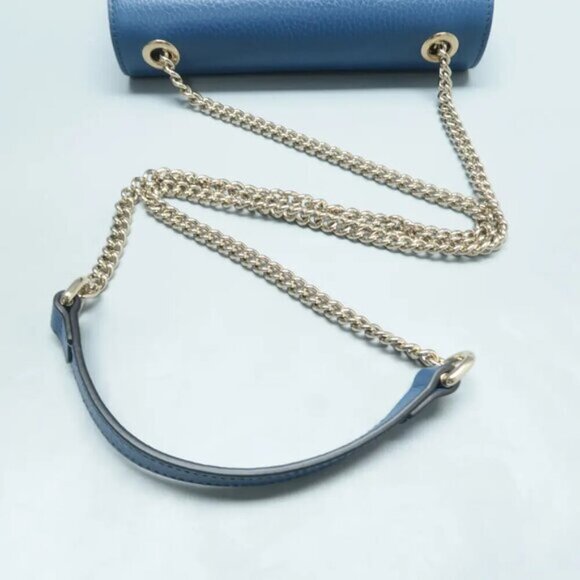 100% Authentic GUCCI Interlocking Blue  Leather Shoulder Bag 868-11324 - Picture 9 of 12